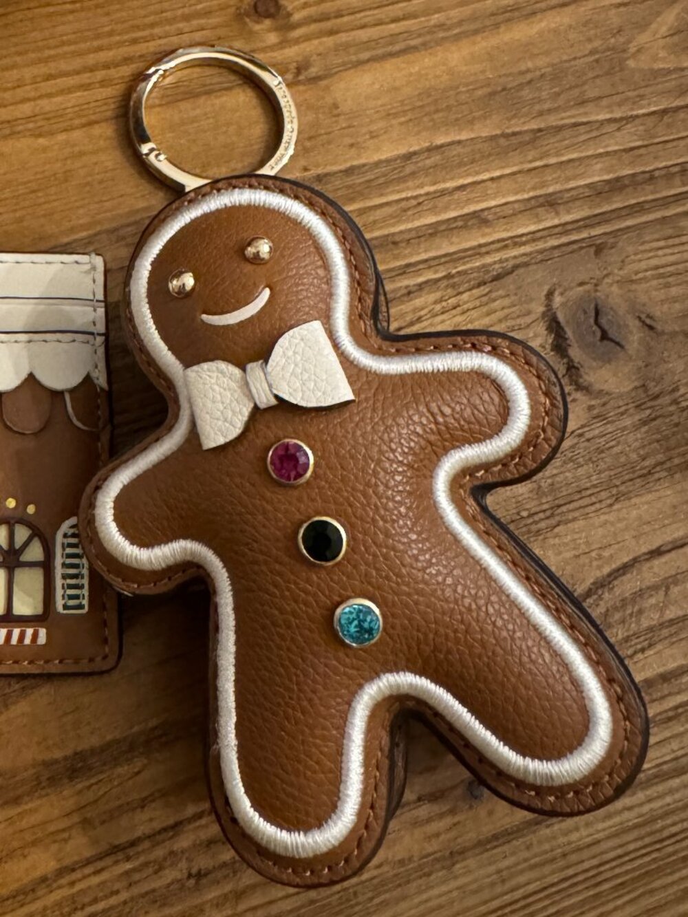 Kate Spade Gingerbread Man Leather Bag Charm / Keychain